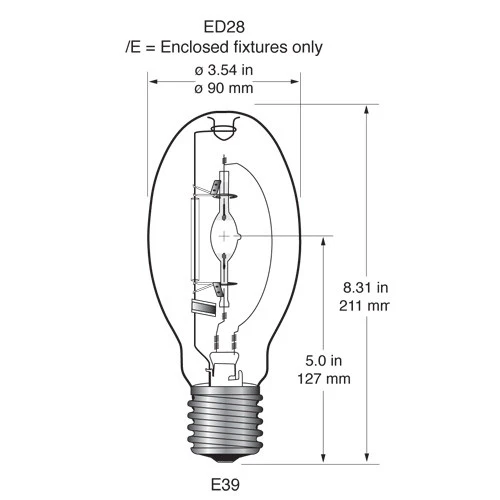 USHIO MH320/U/MOG/40/PS 320w E39 Base ED28 PulseStrike Clear Metal Halide Bulb - Image 2