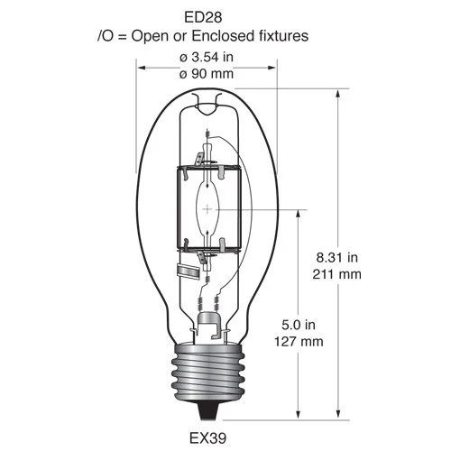USHIO MP400/U/MOG/40/PS 400w EX39 Base ED28 PulseStrike Clear Metal Halide Bulb - Image 2
