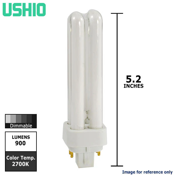 Ushio 3000159 - CF13DE/827 - 13W - 2700K - 4 Pin G24q-1 Base - Double Tube CFL - Image 2
