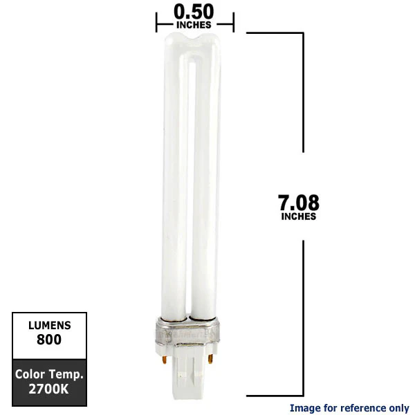 Ushio 3000054 - CF13S/827 13W 2700k 2 Pin GX23 Base Single Tube CFL - Image 2
