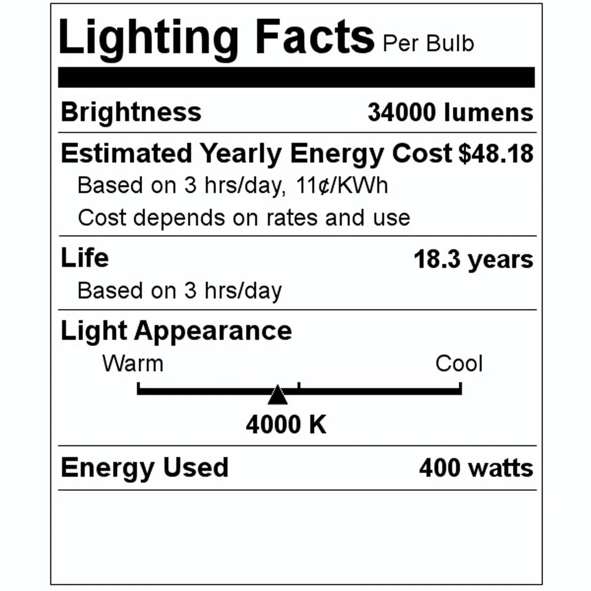 USHIO UMH-400/U ED37 400w 4000k E39 Mogul Screw UMH Metal Halide Bulb - Image 4