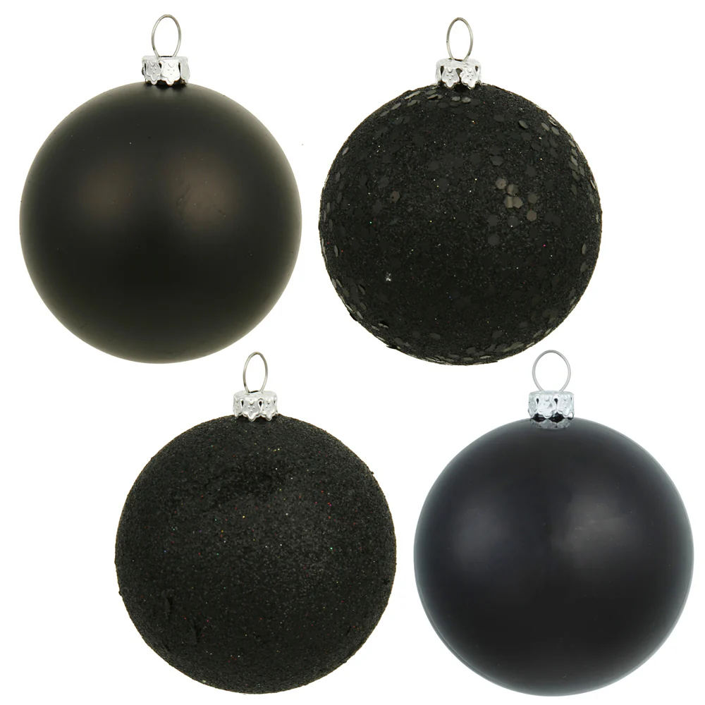 Vickerman 2.4 in. Black Ball 4-Finish Asst Christmas Ornament