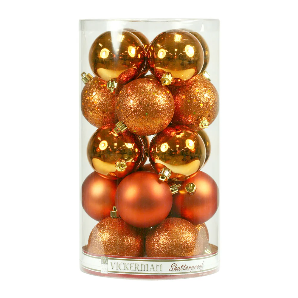 Vickerman 2.4 in. Burnished Orange Ball 4-Finish Asst Christmas Ornament