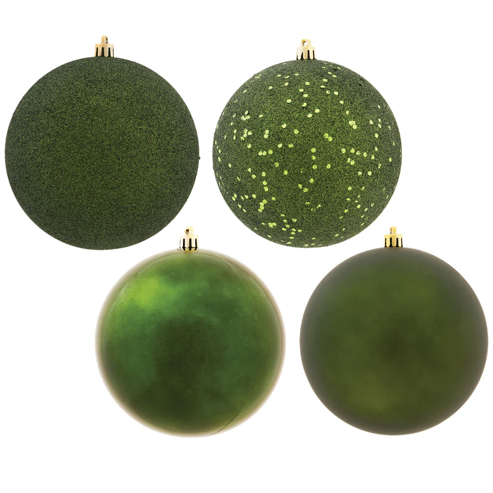 Vickerman 2.4 in. Moss Green Ball 4-Finish Asst Christmas Ornament