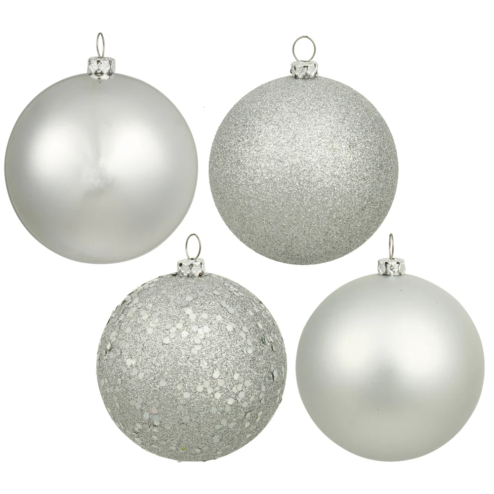 Vickerman 2.4 in. Silver Ball 4-Finish Asst Christmas Ornament
