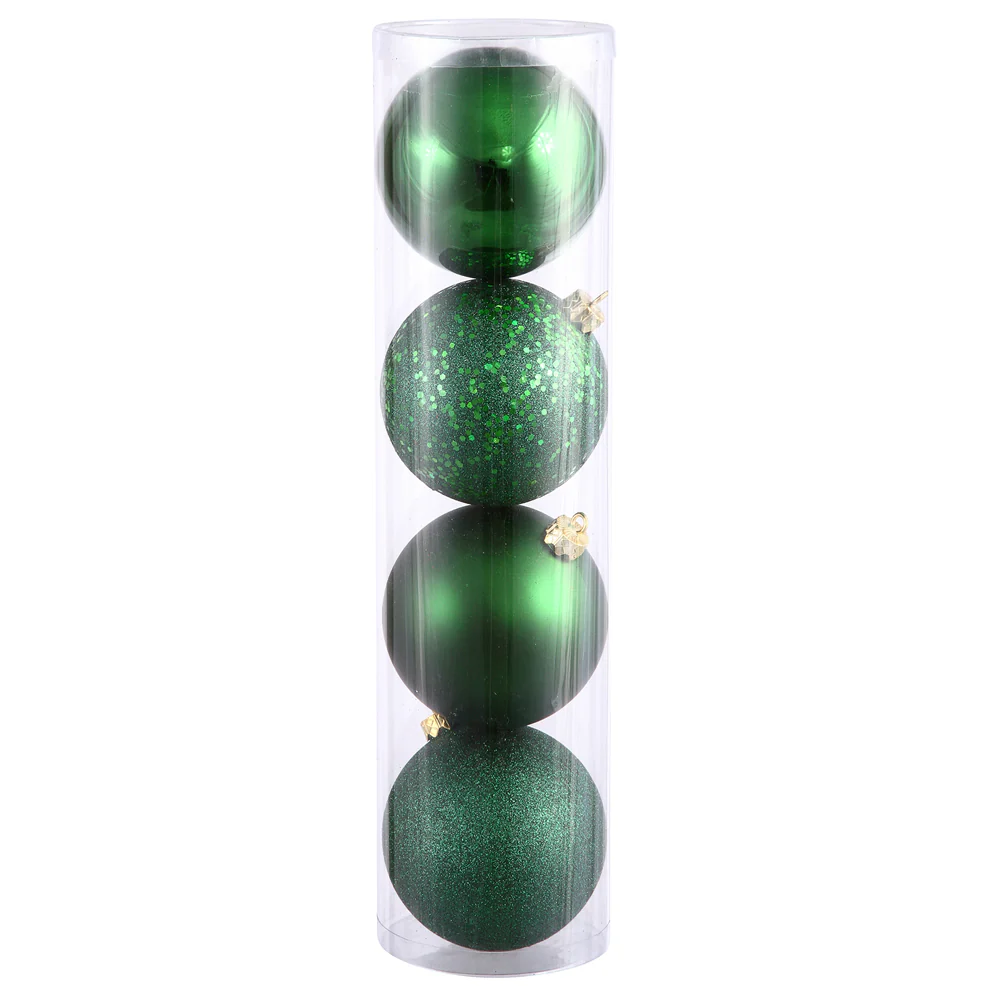 Vickerman 4.75 in. Green Ball 4-Finish Asst Christmas Ornament