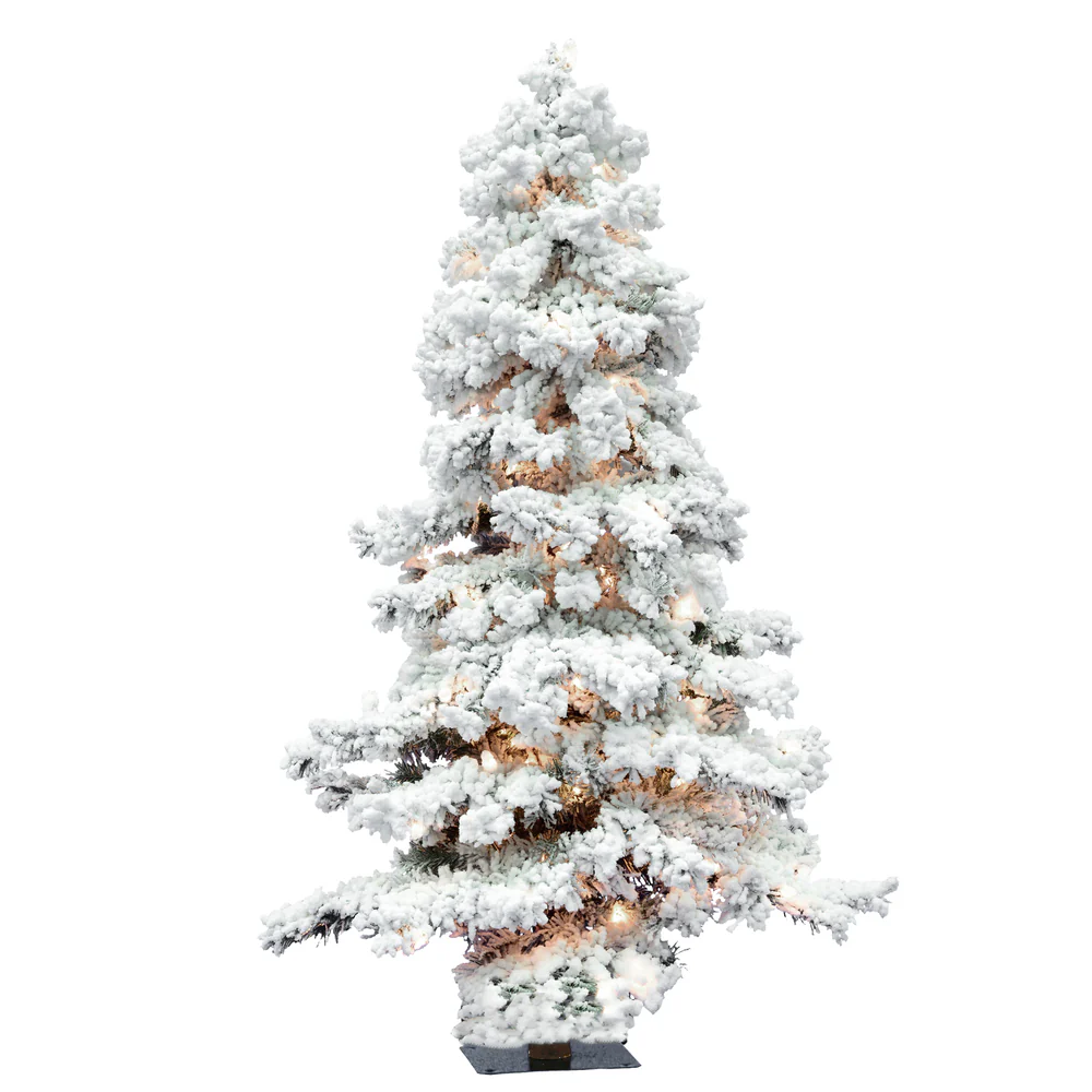 Vickerman 7ft. Flocked Spruce Artificial Christmas Tree with 400 Clear Lights