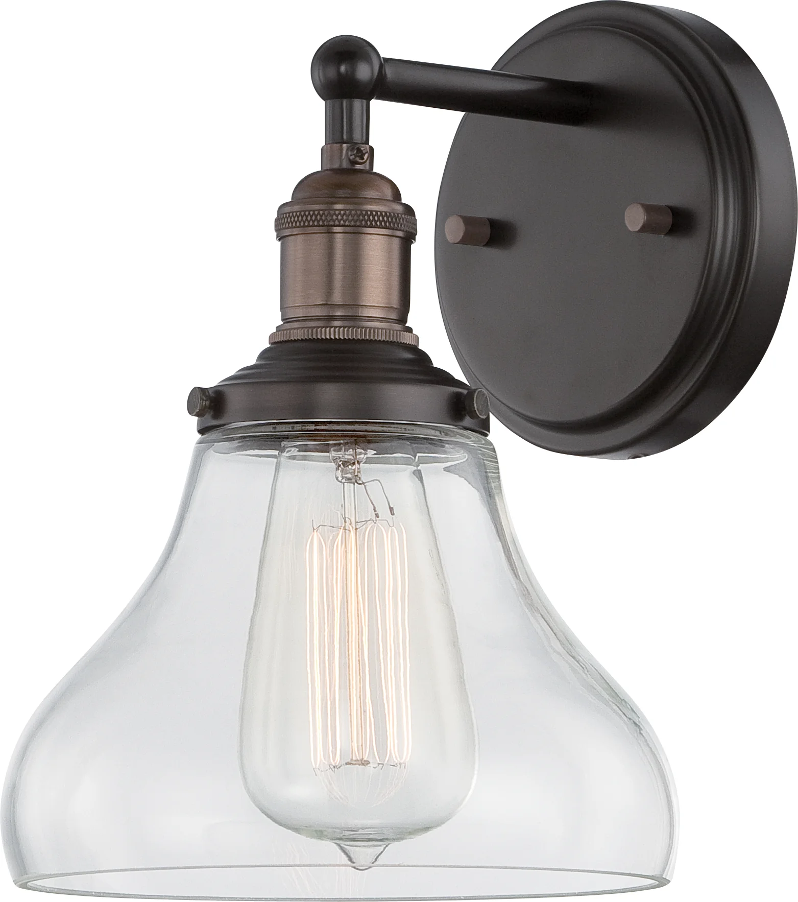 Nuvo Vintage 1-Light 7" Wall Sconce w/ Clear Glass in Rustic Bronze Finish