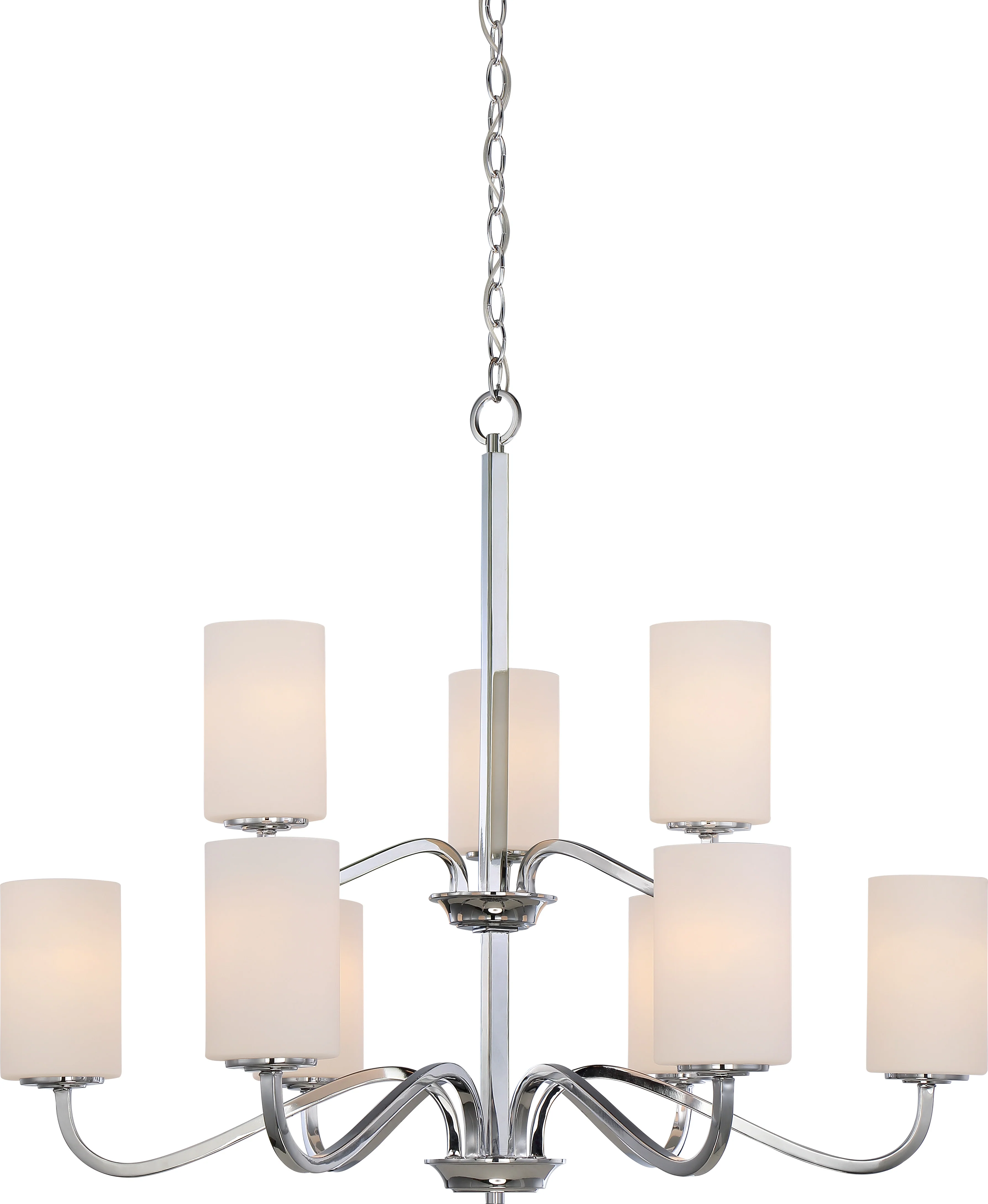 Willow 9-Light Hanging Mounted Chandelier Light Fixture in Polished Nickel Finish